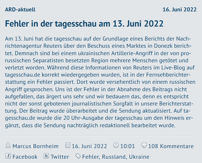 ARD entschuldigt sich Medien Lügenpresse