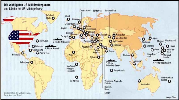 USA agressiv rund um die Welt Stützpunkte