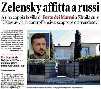 Selenskij Villa, Selenskij vermietet Villa an Russen, Selenskij Villa für 50.000 Euro pro Monat vermietet