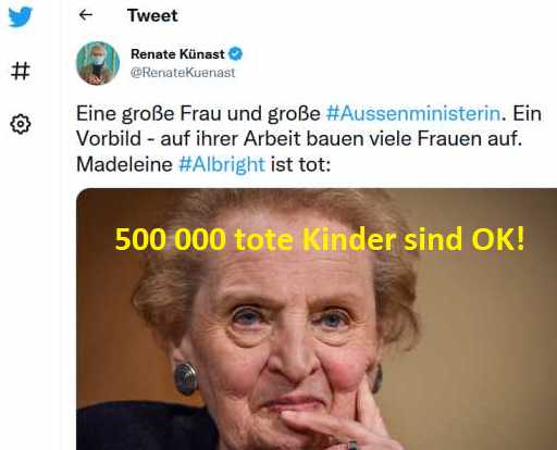 UN gegen Sanktionen, UN-Menschenrechtsrat verurteilt Sanktionspolitik, Madeleine Albright ein Vorbild für Künast!
