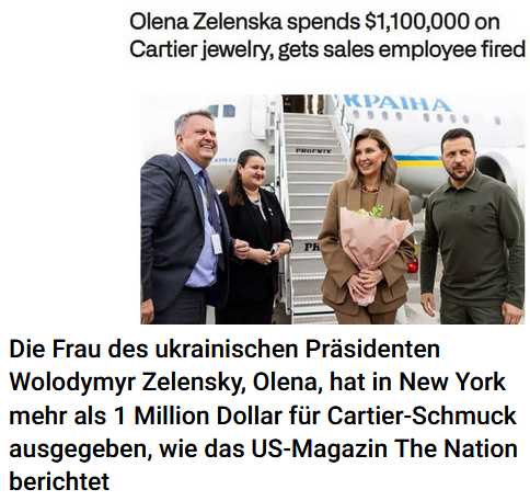 Olena Zelensky, 1 Million Dollar für Cartier-Schmuck, Larry Fink, Black Rock will ALLES!?