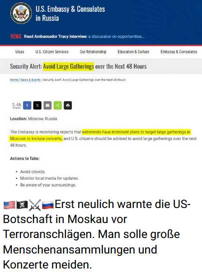 Terror in Moskau, Crocus City Hall, USA wusste Bescheid!?